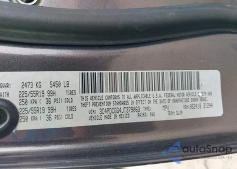 2018 Dodge Journey Crossroad из США, поврежденный, VIN 3C4PDCGG4JT379063